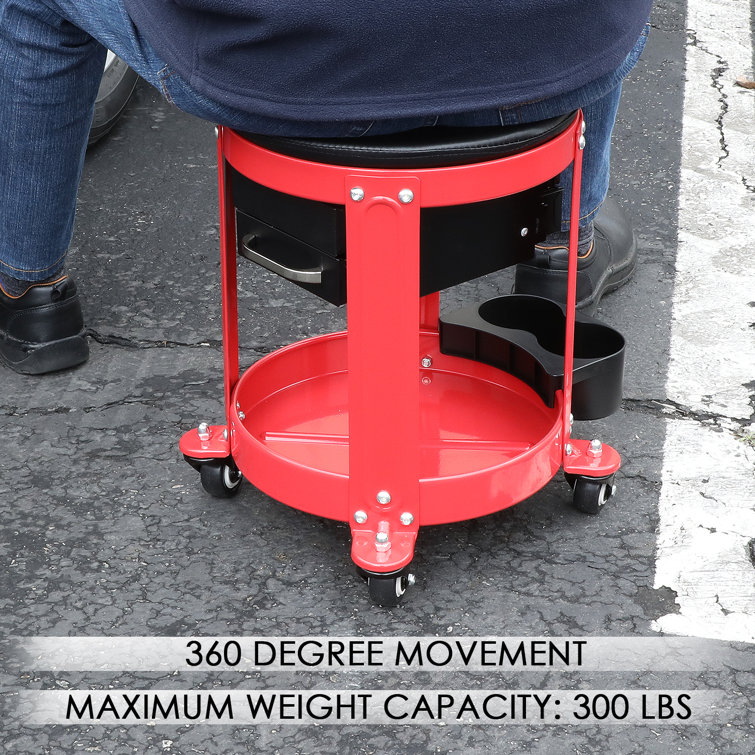 DNA Motoring Round Mechanics Roller Seat Creeper Stool with Padded